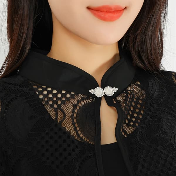 Rose Jacquard Polyester Sjal med Solbeskyttelse, SORT Black