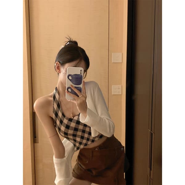 Hollow Neck Strap Tank Top ROSA Pink