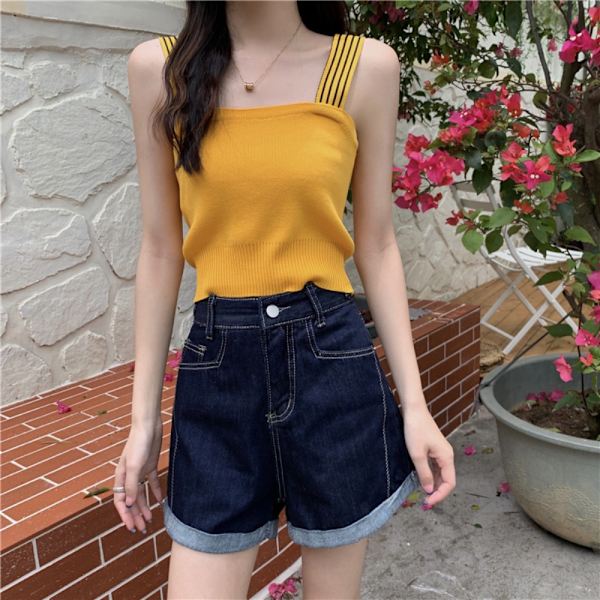 Strikket Slyngevest GUL Yellow