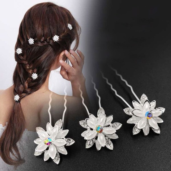 5 kpl Pearl Flower -hiusneula, morsiamen hiusneula 01 01 01