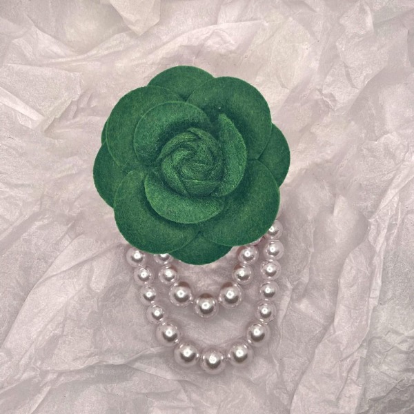 Camellia Blomma Brosch Pins Pearl Tofs Corsage GRÖN green