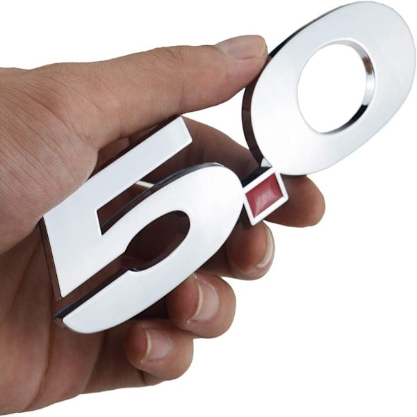 2 stk. 5.0 Nummer Emblem 3D Metal Logo Leafboard Side Bil Badge