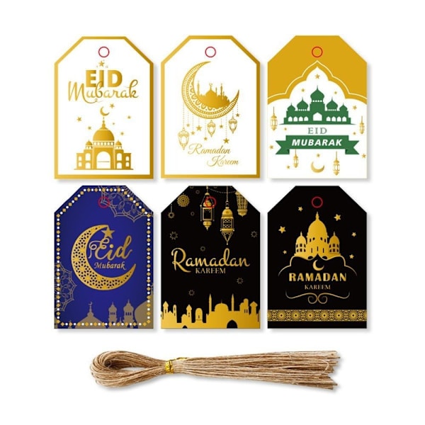 48st Eid Mubarak Pappersetikett Häng Tags Presentpåse Häng Tags Dekor 48pcs