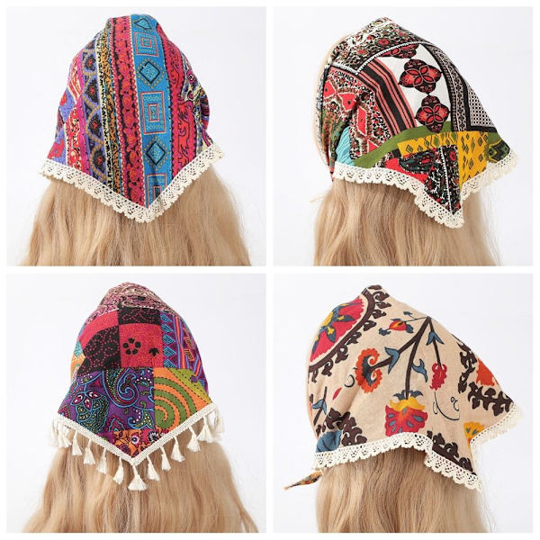Totem Spets Triangulär Sjal Turban Hårband 2 2 2