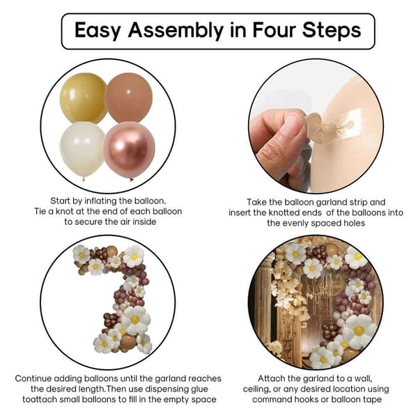 Boho Daisy Ballon Garland Bue Kit