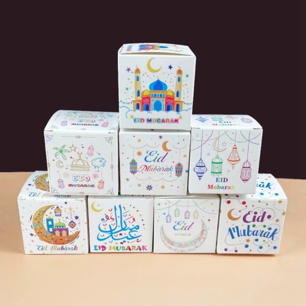 10 st Eid Mubarak presentförpackningskartong Godislåda C C