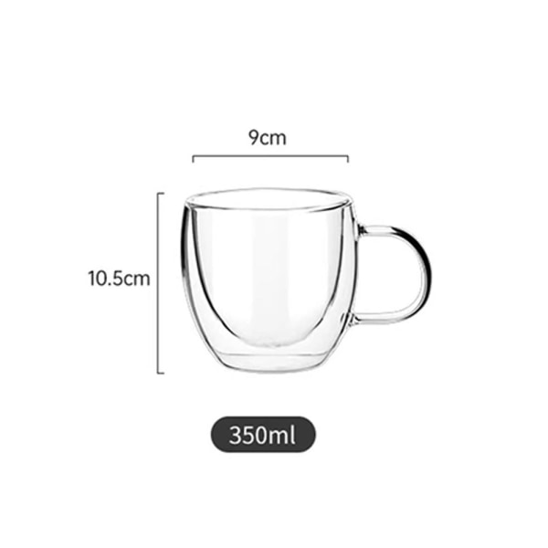 250ml/350ml/450ml dubbellagers glaskopp Transparent kaffekopp 350ml