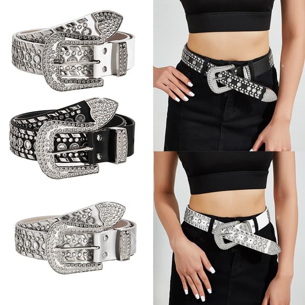 Belte med Rhinestones Rhinestones Stropp HVIT White