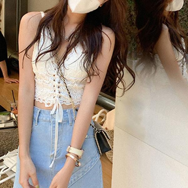 Naisten Crop Topit Pitsi Camisole-liivi 1 1 1