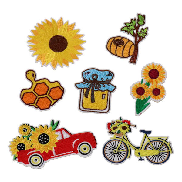 Broderade Iron on Patches Sunflower Daisy Patch Sy på
