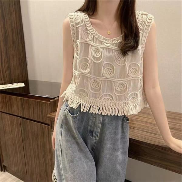 Broderte Vest Vest HVIT White