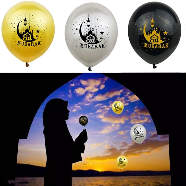 Eid Mubarak Ballonger Festdekor GULL 10 STK