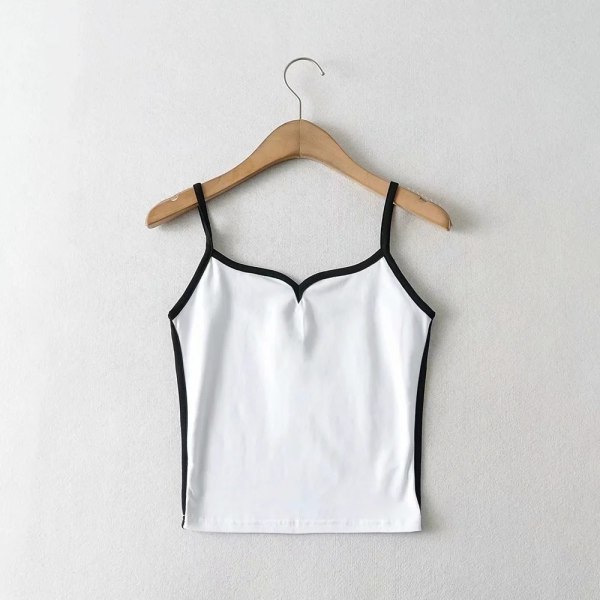 Summer Contrast Top Kylling Hjertehalsbånd seler HVID L White L