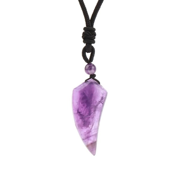 Wolf Tooth Hängsmycke Halsband Kristall Halsband LILA purple