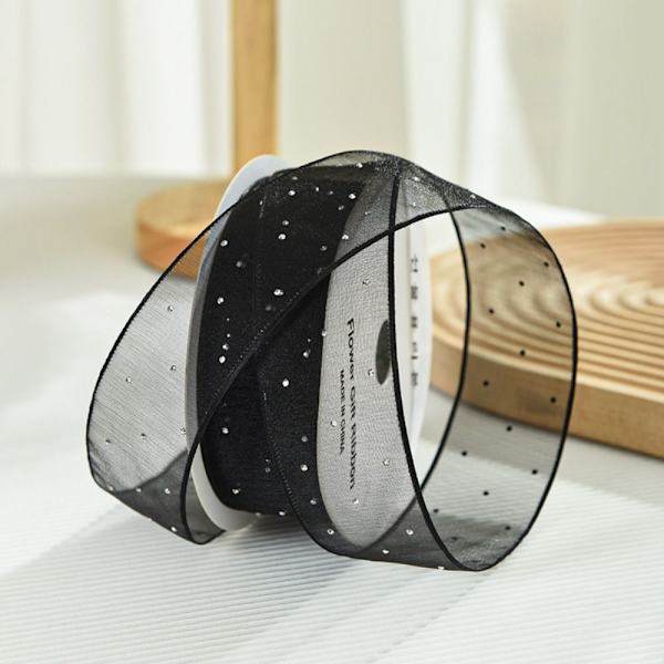 Organza Gaze Garn Bånd SVART black