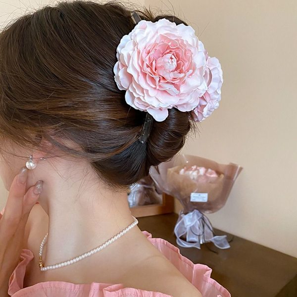 Simulering Blomst Hår Klo Hestehale Hårnål ROSA HÅRKLEPS pink hair clip-hair clip