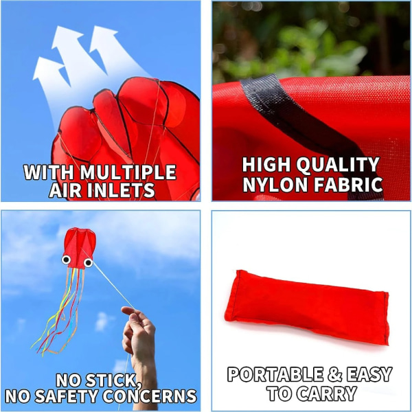 Octopus Kite 3D Kite RED 100M KITE LINE 100M KITE LINE Red 100m Kite Line-100m Kite Line