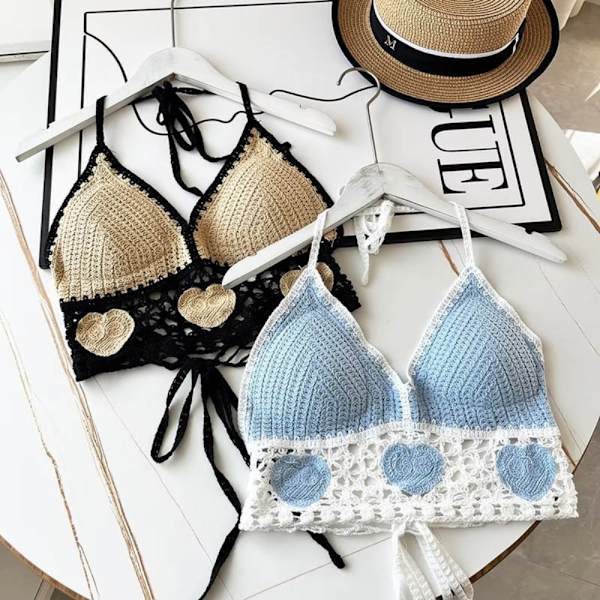 Kvinder Badetøj Top Strandtøj Outfit HJERTE-BLÅ HJERTE-BLÅ Heart-Blue