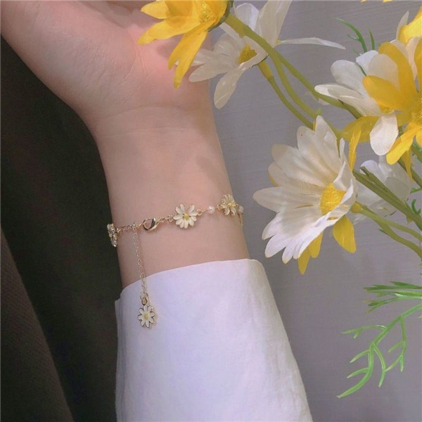Flower Armband Daisy Flower Armband Justerbara Kedjearmband