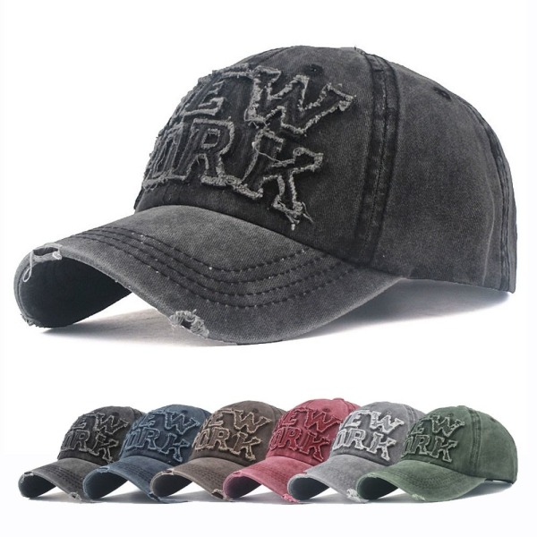 Broderi Baseball Caps Distressed Hole Faded Hats NAVY navy