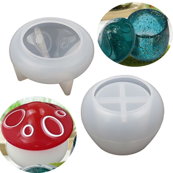 Svamp Krukke Opbevaringsboks Form Krystal Epoxy Form Silikone Form