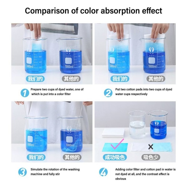 50 STK Anti-staining Farging Klesvask Tabletter Fargeabsorpsjon 100pcs