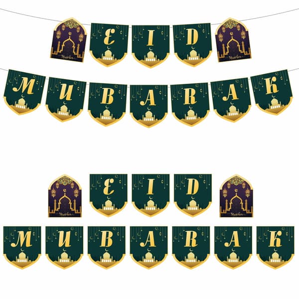 Eid Mubarak Banner Ramadan Dekorasjon GRØNN