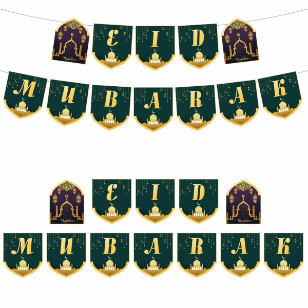 Eid Mubarak Banner Ramadan Dekoration GRØN