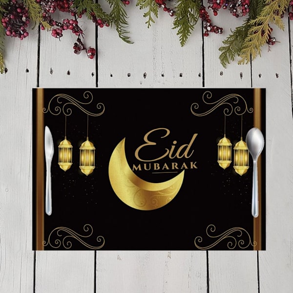 2stk 32x42cm Eid Mubarak Bordmatte Duk