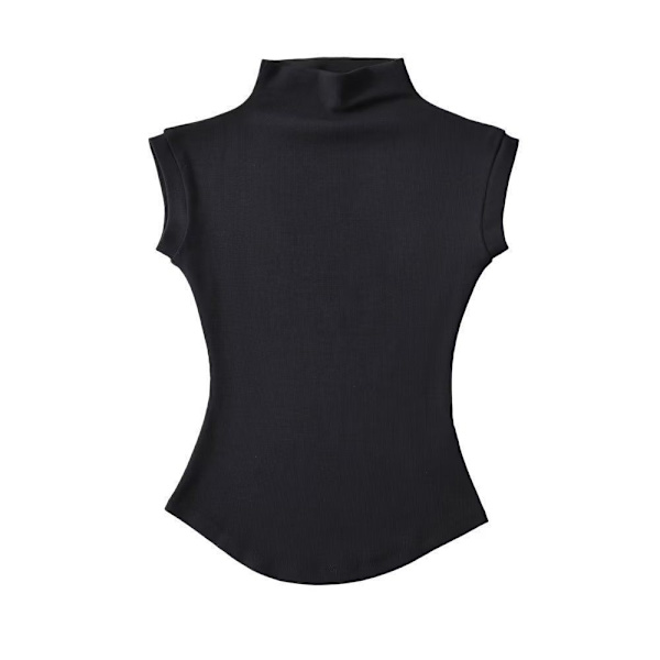 Kvinder sommer rullekrave T-shirts uden ærmer Toppe SORT M black M
