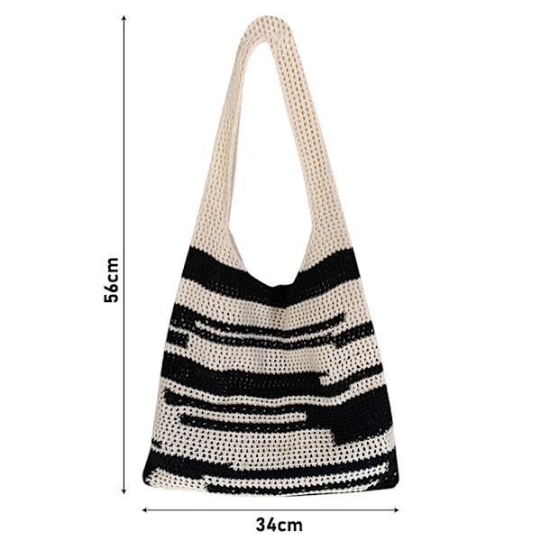 Hæklet Tote Bag Skuldertaske SORT Black