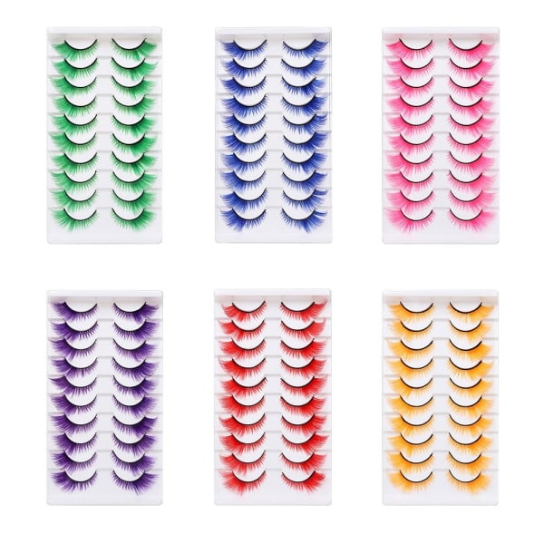 10 Paria värillisiä ripsiä Cat Eye Eyelashes PURPLE Purple