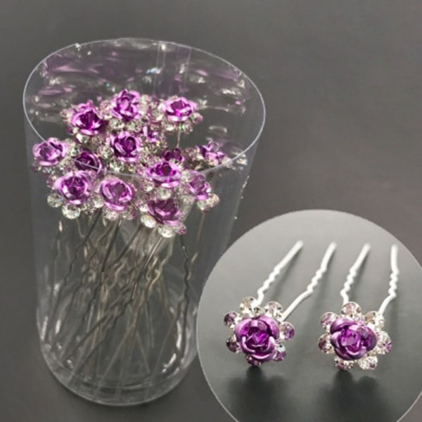 20 kpl Rose Flower Hairpin Stick morsiamen hiusneula VAALEEN LILLAA Light Purple