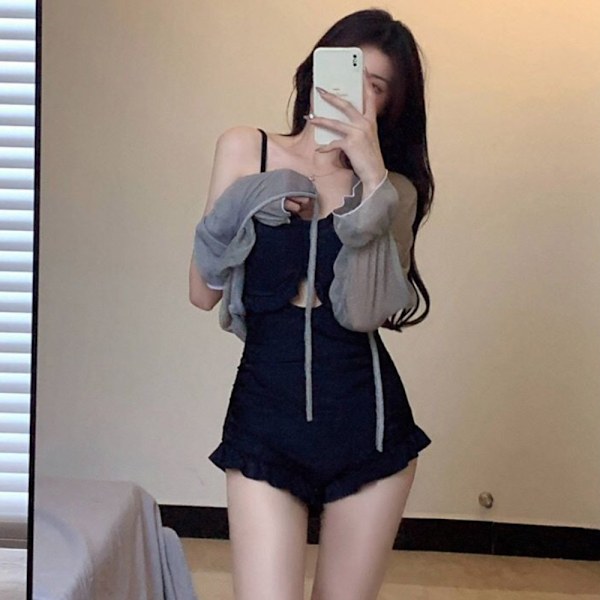 One Piece Skirt Badedragt Todelt sæt Badedragt SORT L Black L