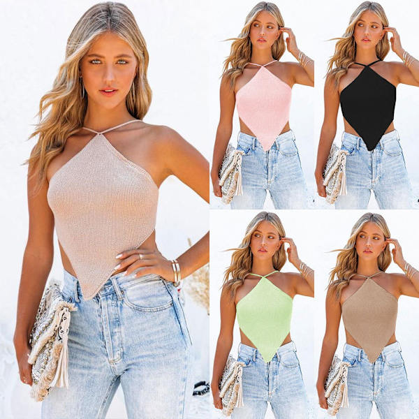 Strikket Camisole Crop Top for kvinner APRICOT M Apricot M