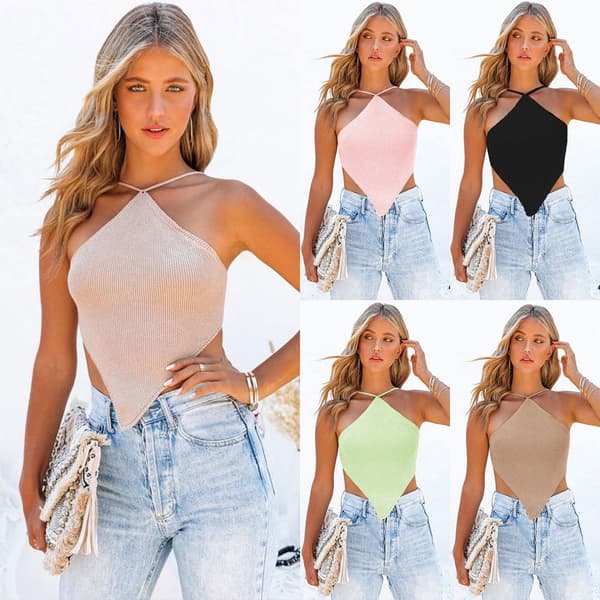 Strikket Camisole Kvinders Croptop SORT S Black S