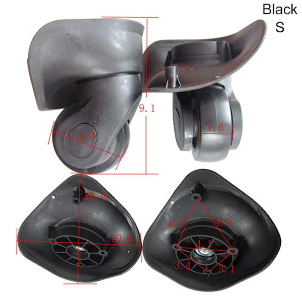 2 st A08 Resv hjul för resväskor Reparation SVART S black S