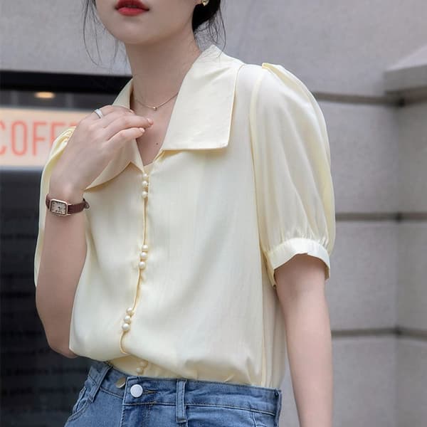 Kortermet damebluse GUL S Yellow S