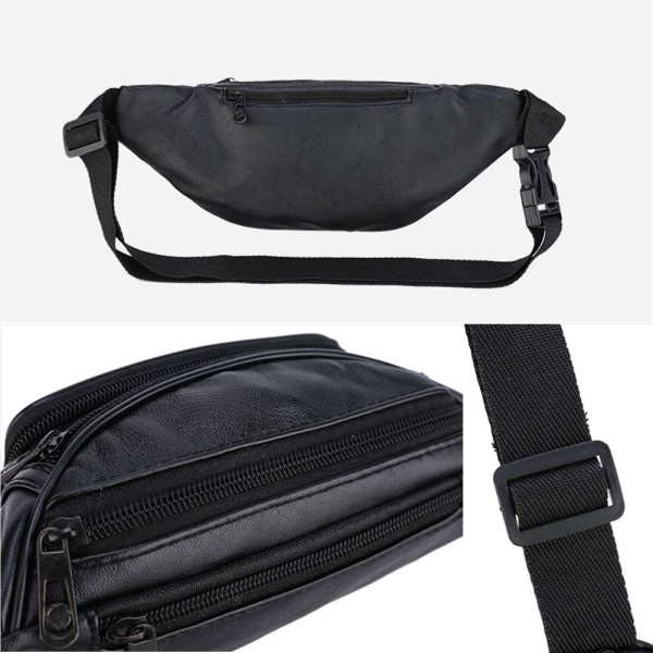 Midjeveske Fanny Pack brystveske i skinn black