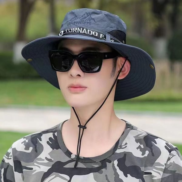 Menn Bøttelue Wide Rim Hat SORT black