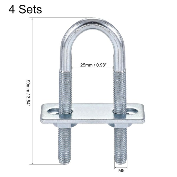 4st runda U-bultar Rund böjd U-klämma 4 SETSM8X42X75 M8X42X75 4 SetsM8X42X75