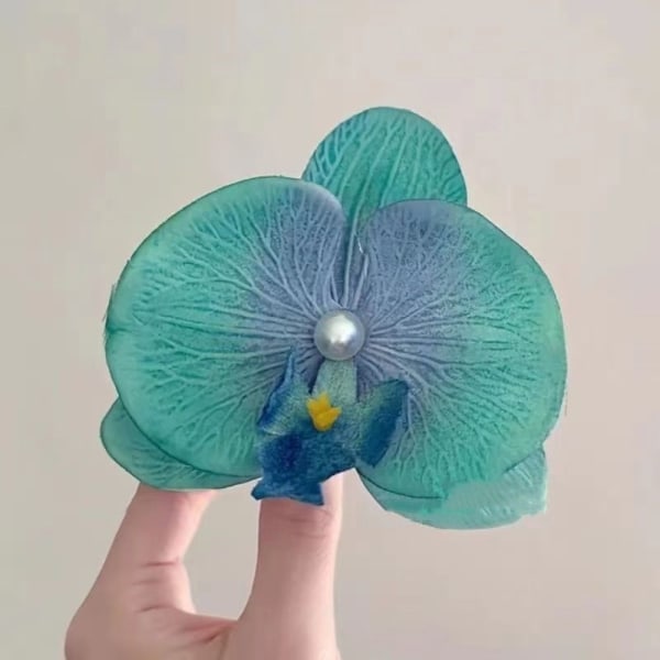 Orchid Butterfly Hårklämma Rosett Blomma Hårklämmor BLÅ blue