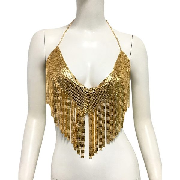 Metal Crop Top Rajattu toppi MUSTA Black