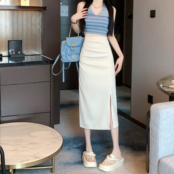 Hofte Wrap Nederdel Maxi Nederdel BEIGE S Beige S