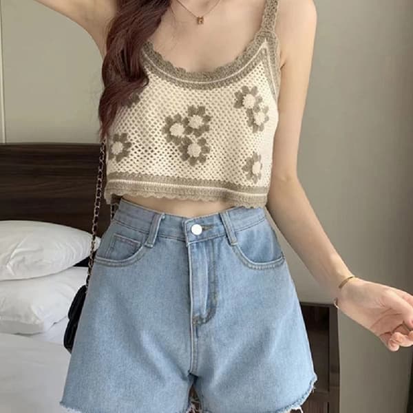 Strikket Camisole Vest KAFFE Coffee