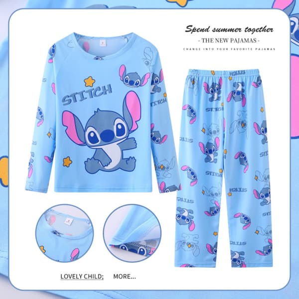 Stitch Børne Pyjamas til Drenge og Piger Sød Afslappet 14