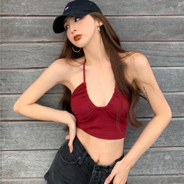 Halter Top Crop Top RED M Red M