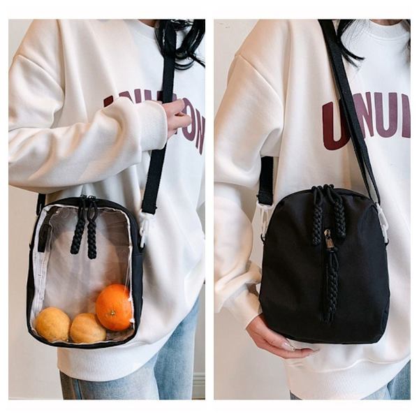 Candy Color Crossbody-väska Transparent ficka SVART Black