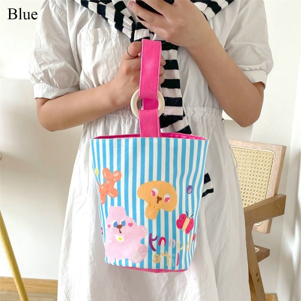 Canvas Handväskor Liten Bucket Bag BLÅ blue