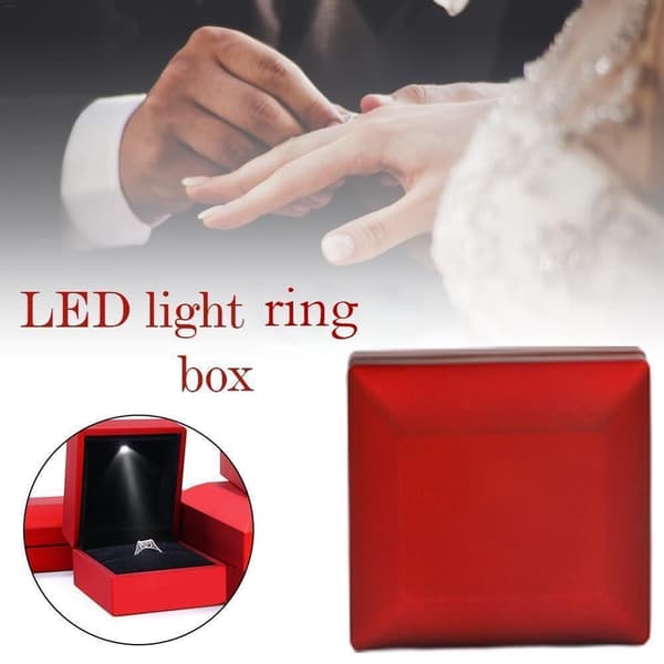 LED Lys Ringboks Forlovelsesringboks SVART Black